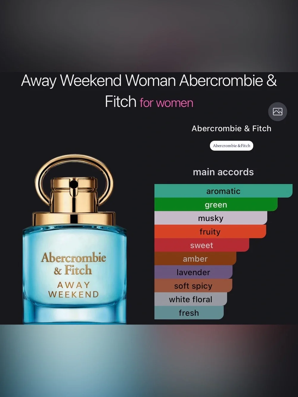 Abercrombie & Fitch Away Weekend Woman Aqua Blue and Gold Bottle